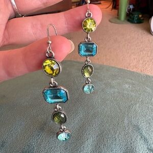3 FOR $25: Fossil Silver, Blue, and Green Dangle Earrings